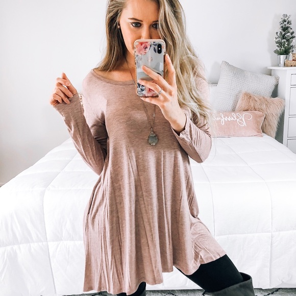 LAYLA Scoop Neck Pink Tunic Sweater - Picture 3 of 8